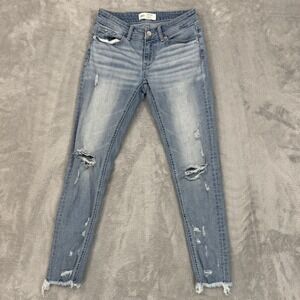 BKE Jeans Womens 26 Stella Slim Low Rise Ankle Tall Distressed Whiskered Raw Hem